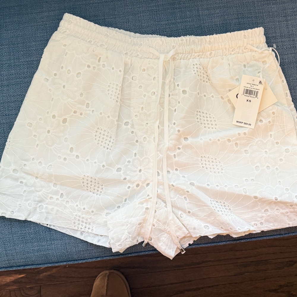 CeCe White Eyelet High-Rise Shorts